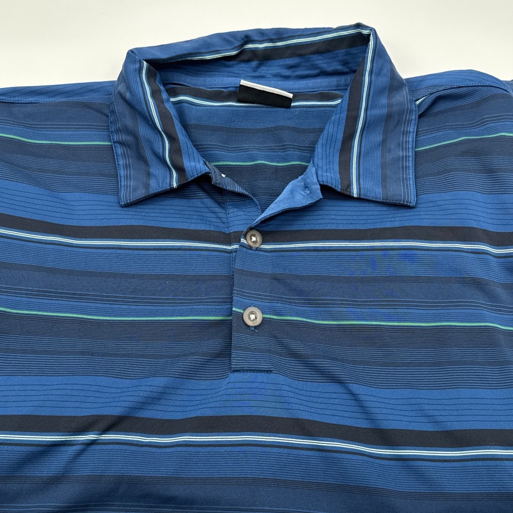 Nike Golf Dri Fit Short Sleeve Polo Shirt Mens Large Striped‎ Lightweight